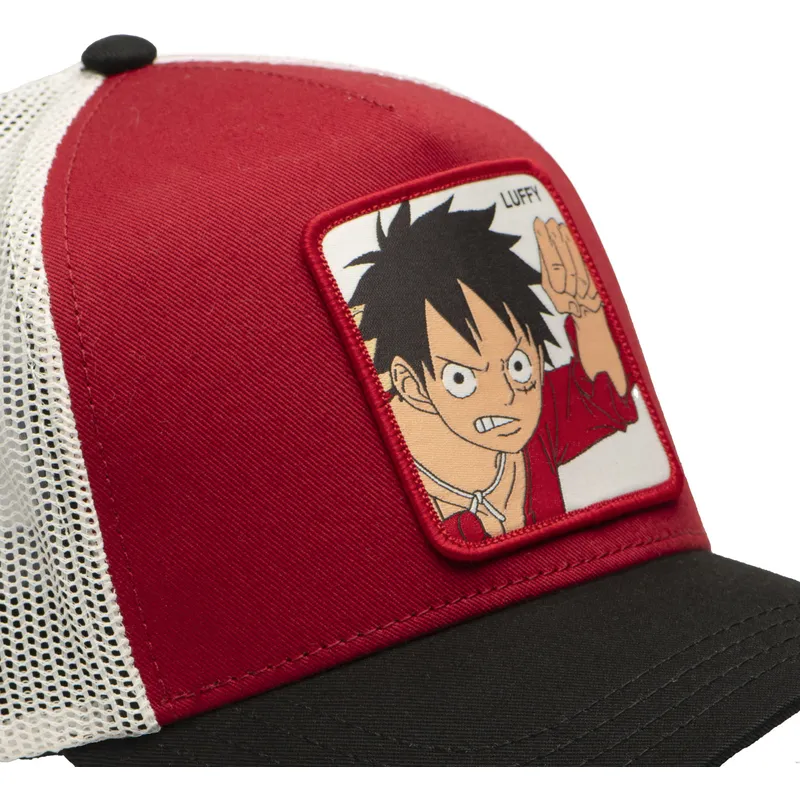 capslab-one-piece-op5-red-monkey-d-luffy-rot-weiss-schwarze-trucker-kappe