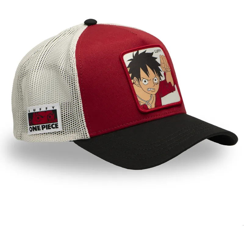 capslab-one-piece-op5-red-monkey-d-luffy-rot-weiss-schwarze-trucker-kappe