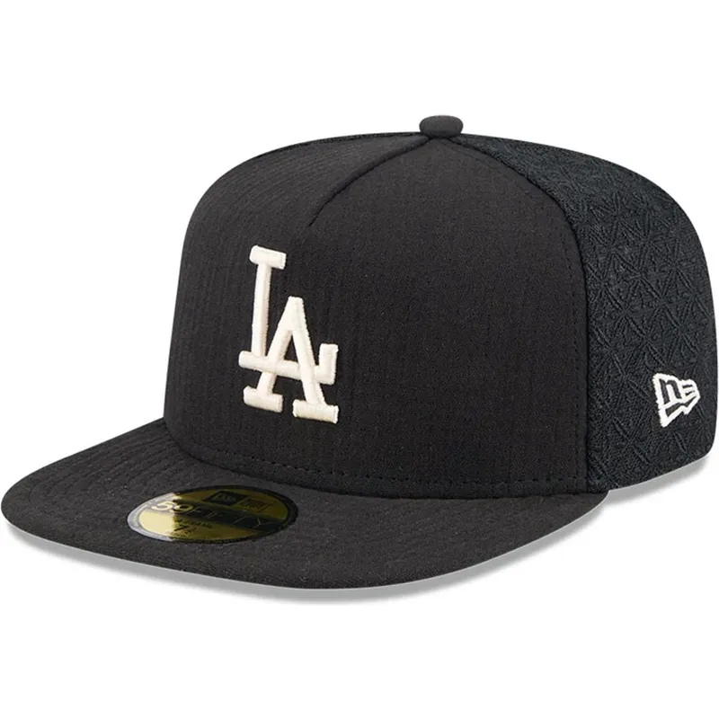 schwarze-enganliegende-flat-cap-59fifty-day-a-frame-der-los-angeles-dodgers-mlb-von-new-era