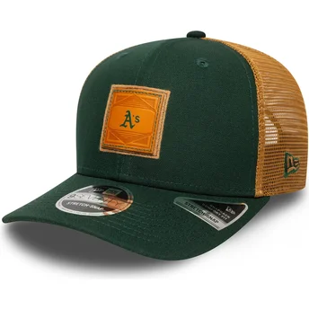 Καπέλο trucker πράσινο και καφέ 9SEVENTY Stretch Snap Debossed Logo των Oakland Athletics MLB της New Era