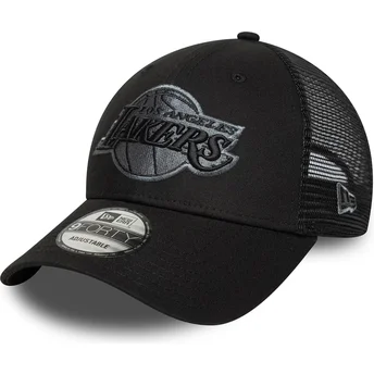Gorra trucker negra ajustable con logo gris 9FORTY de Los Angeles Lakers NBA de New Era