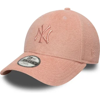 New Era New York Yankees MLB 9FORTY Towelling justerbar rosa böjd keps för barn