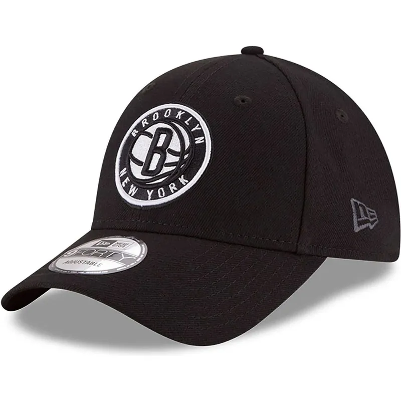 schwarze-gebogene-verstellbare-kinderkappe-9forty-the-league-der-brooklyn-nets-nba-von-new-era