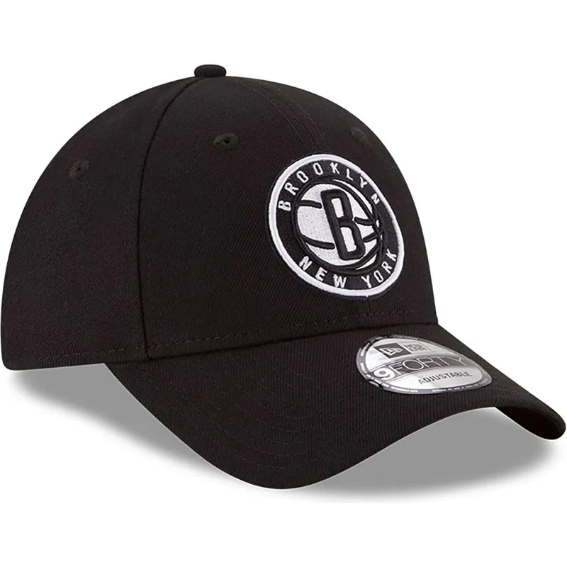 schwarze-gebogene-verstellbare-kinderkappe-9forty-the-league-der-brooklyn-nets-nba-von-new-era