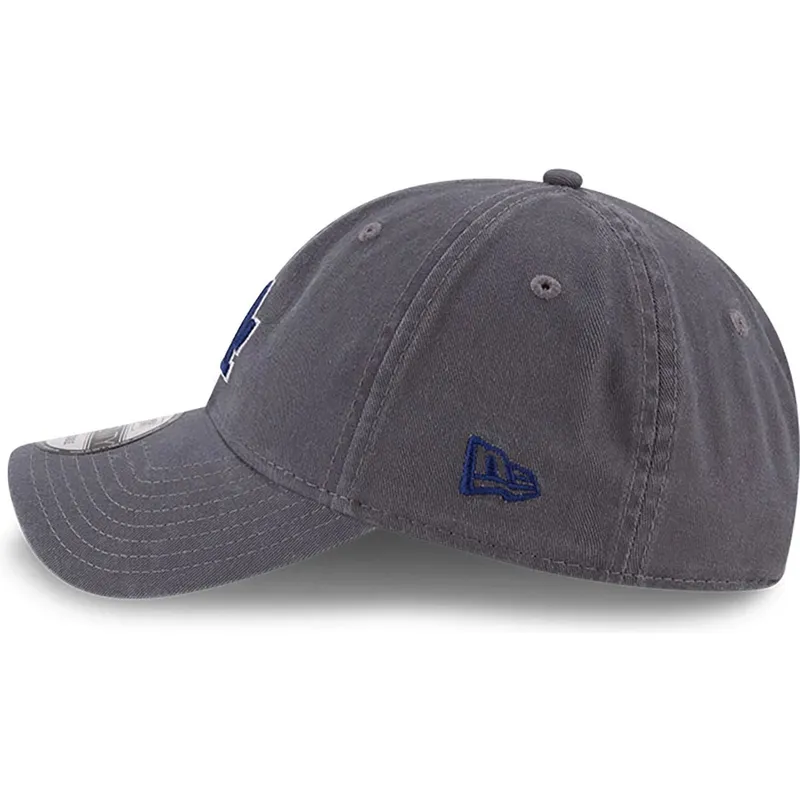 graue-verstellbare-curved-cap-mit-blauem-logo-9twenty-core-classic-der-los-angeles-dodgers-mlb-von-new-era