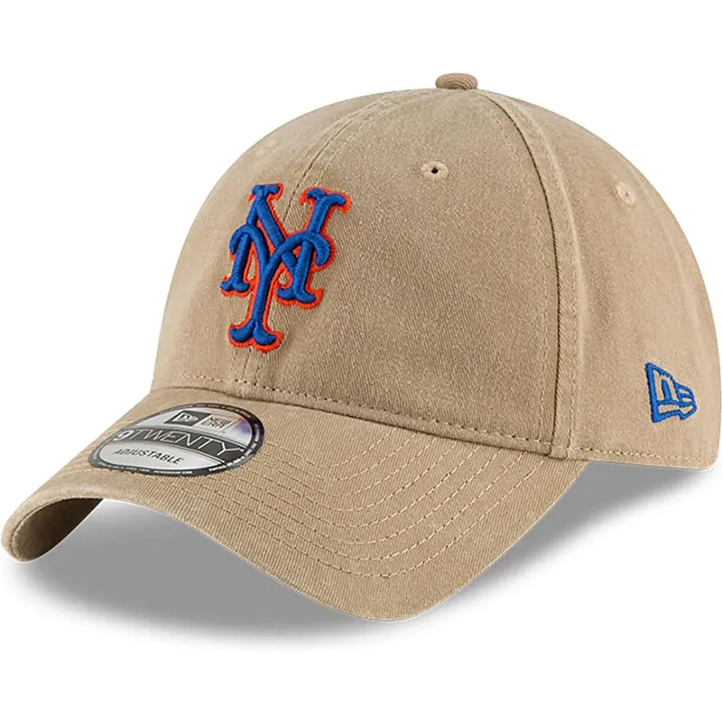 beige-verstellbare-curved-cap-9twenty-core-classic-der-new-york-mets-mlb-von-new-era