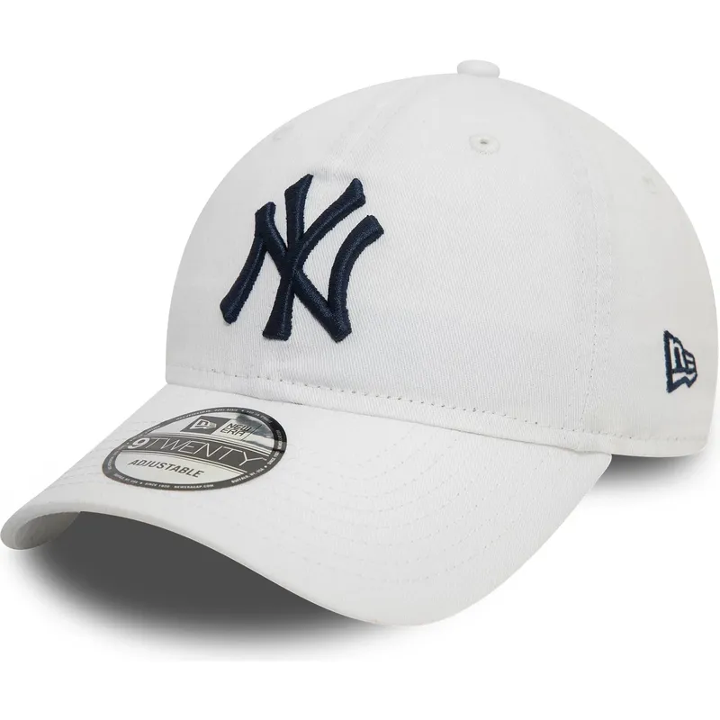 vit-justerbar-kurvad-keps-med-bla-logotyp-9twenty-core-classic-fran-new-york-yankees-mlb-av-new-era