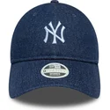 justerbar-marinbla-kvinnors-kurvskarmkeps-9twenty-denim-new-york-yankees-mlb-fran-new-era