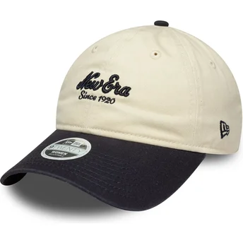 Casquette courbée beige et bleue marine ajustable pour femme 9TWENTY New Era