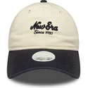 new-era-curved-brim-women-9twenty-beige-and-navy-blue-adjustable-cap