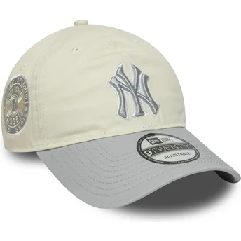 Regulowana beżowo-szara damska czapka z zakrzywionym daszkiem 9TWENTY World Series Cooperstown New York Yankees MLB od New Era