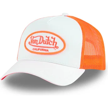 Von Dutch FLUO04 CT weiße und orangefarbene Trucker-Kappe