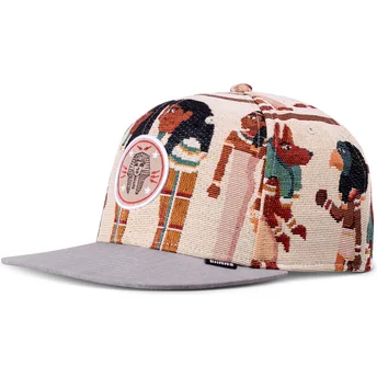 Beżowo-szara czapka z daszkiem typu snapback Tutanch Linen marki Djinns