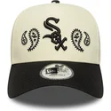 casquette-courbee-beige-et-noire-snapback-a-frame-paisley-chicago-white-sox-mlb-new-era