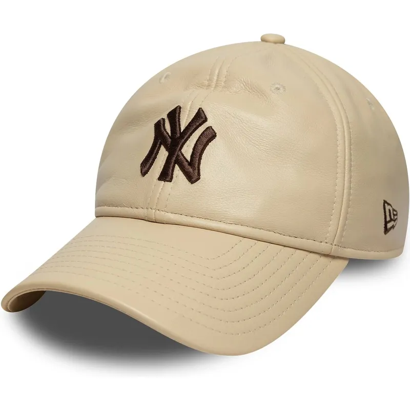 czapka-z-daszkiem-bezowa-regulowana-z-brazowym-logo-9twenty-leather-new-york-yankees-mlb-new-era
