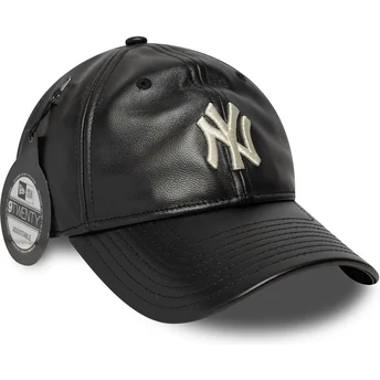 Gorra curva negra ajustable 9TWENTY Leather de New York Yankees MLB de New Era