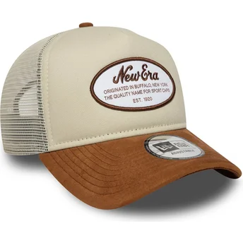 Casquette trucker marron A Frame Suede Oval Patch New Era