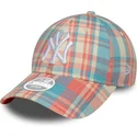 rozowo-niebieska-regulowana-czapka-z-daszkiem-dla-kobiet-9forty-check-new-york-yankees-mlb-od-new-era