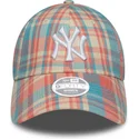 rozowo-niebieska-regulowana-czapka-z-daszkiem-dla-kobiet-9forty-check-new-york-yankees-mlb-od-new-era