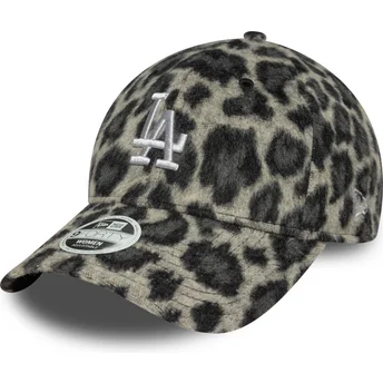 Czarna zakrzywiona regulowana czapka damska 9FORTY Cosy Animal Los Angeles Dodgers MLB od New Era