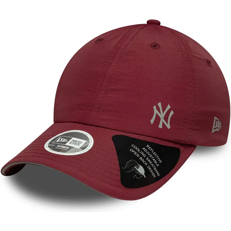 new-era-new-york-yankees-mlb-damen-verstellbare-kappe-mit-gebogenem-schirm-in-bordeaux-mit-offenem-rucken-flawless