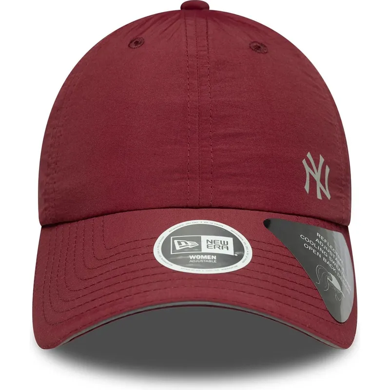 new-era-new-york-yankees-mlb-damen-verstellbare-kappe-mit-gebogenem-schirm-in-bordeaux-mit-offenem-rucken-flawless