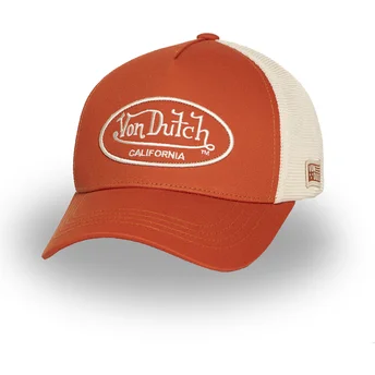 Casquette trucker orange et beige ajustable LOF B33 Von Dutch