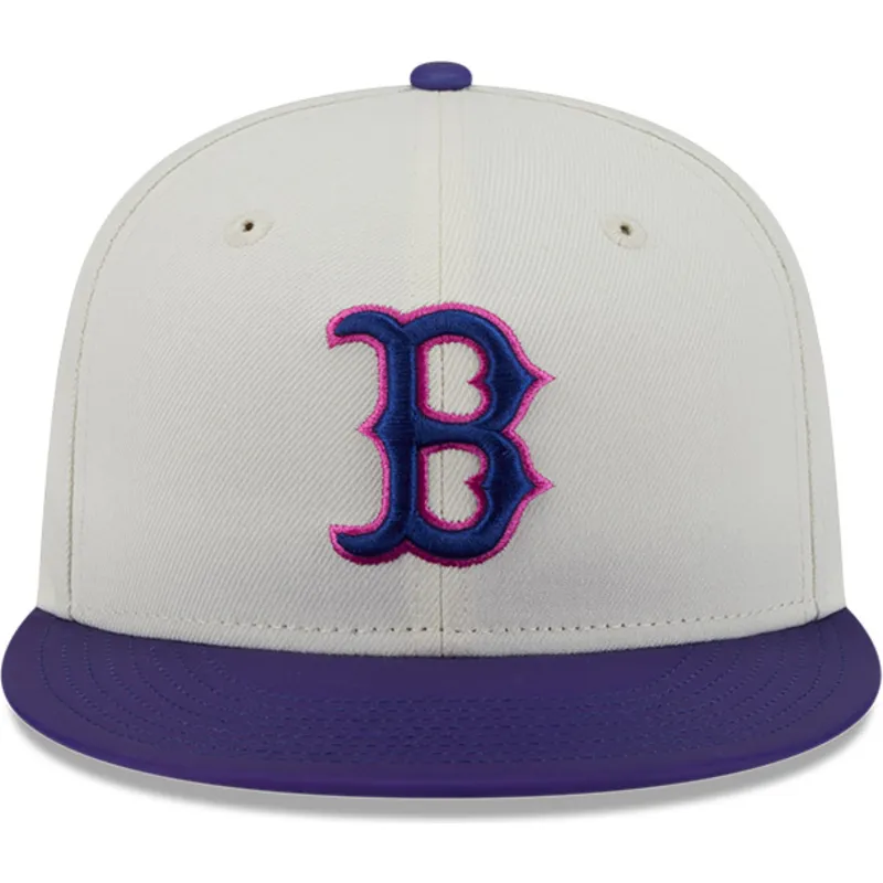 beige-und-violette-anliegende-flat-cap-59fifty-clr-dvlp-der-boston-red-sox-mlb-von-new-era