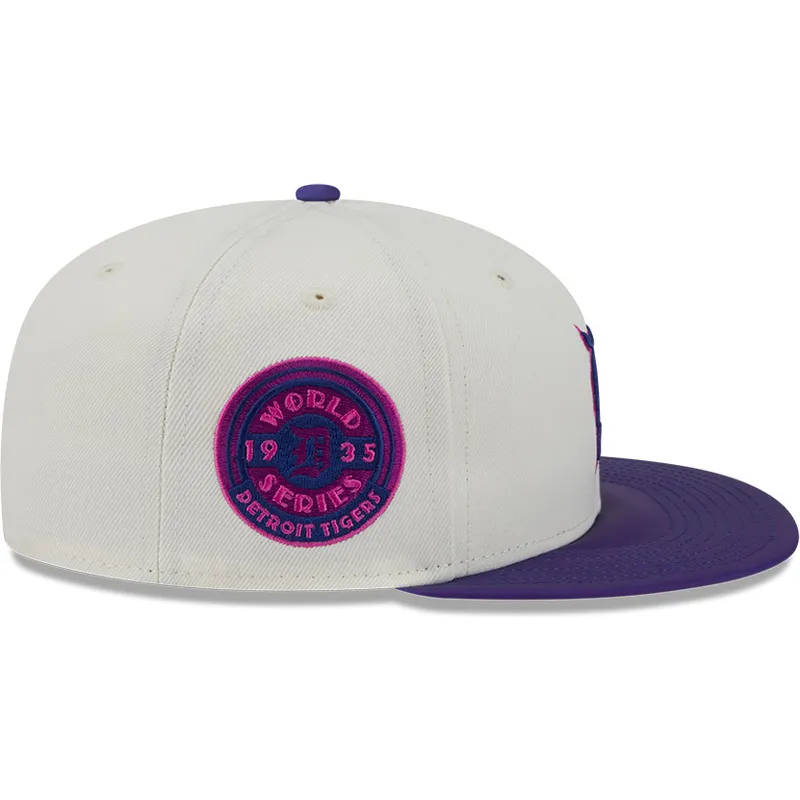 beige-und-violette-anliegende-flat-cap-59fifty-clr-dvlp-der-detroit-tigers-mlb-von-new-era