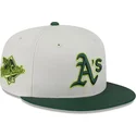 casquette-plate-beige-et-verte-ajustee-59fifty-clr-dvlp-oakland-athletics-mlb-new-era