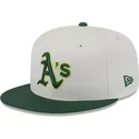 casquette-plate-beige-et-verte-ajustee-59fifty-clr-dvlp-oakland-athletics-mlb-new-era