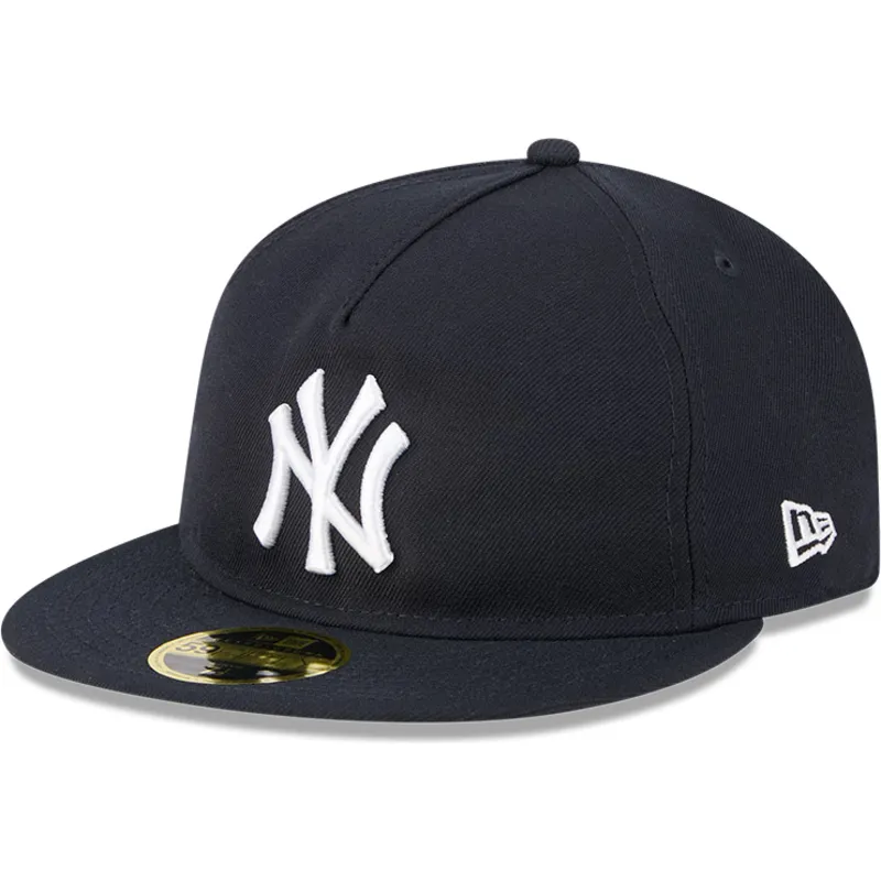 marineblaue-anliegende-flat-cap-59fifty-retro-crown-a-frame-easy-der-new-york-yankees-mlb-von-new-era