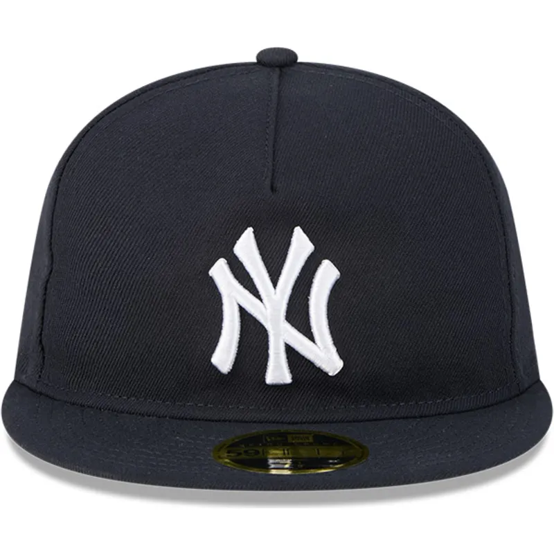 marineblaue-anliegende-flat-cap-59fifty-retro-crown-a-frame-easy-der-new-york-yankees-mlb-von-new-era