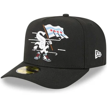 Chicago White Sox MLB New Era 59FIFTY A Frame Cartoon svart böjd passform keps