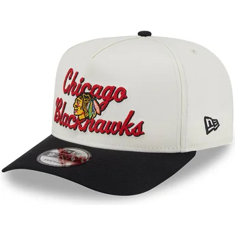 Casquette courbée beige et noire snapback 9FIFTY A Frame Chainstitch Chicago Blackhawks NHL New Era