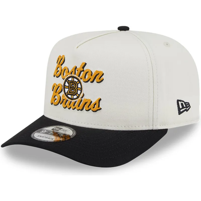 beige-und-schwarze-gebogene-snapback-kappe-9fifty-a-frame-chainstitch-der-boston-bruins-nhl-von-new-era