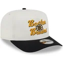 bezowo-czarna-czapka-z-zakrzywionym-daszkiem-snapback-9fifty-a-frame-chainstitch-boston-bruins-nhl-od-new-era