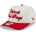 casquette-courbee-beige-et-rouge-snapback-9fifty-a-frame-chainstitch-detroit-red-wings-nhl-new-era