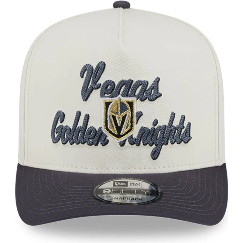 beige-und-graue-gebogene-kappe-snapback-9fifty-a-frame-chainstitch-der-vegas-golden-knights-nhl-von-new-era