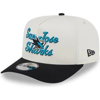 Beżowo-czarna czapka z daszkiem snapback 9FIFTY A Frame Chainstitch San Jose Sharks NHL od New Era