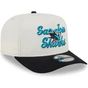 bezowo-czarna-czapka-z-daszkiem-snapback-9fifty-a-frame-chainstitch-san-jose-sharks-nhl-od-new-era