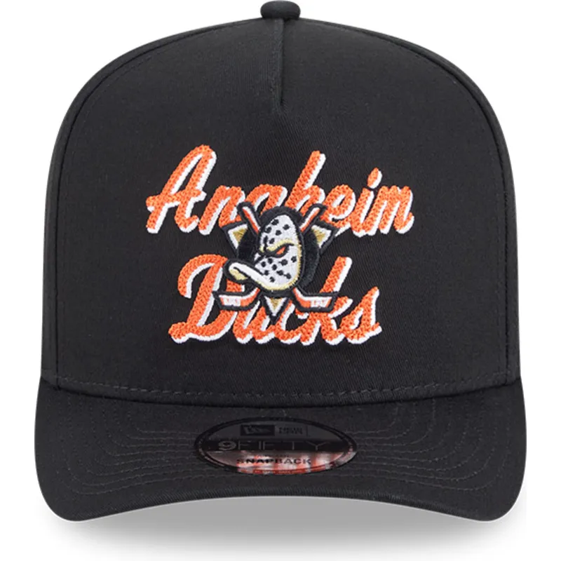 anaheim-ducks-nhl-9fifty-a-frame-chainstitch-schwarze-snapback-kappe-mit-gebogenem-schirm-von-new-era