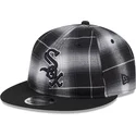 new-era-flat-brim-9fifty-retro-crown-plaid-chicago-white-sox-mlb-black-snapback-cap