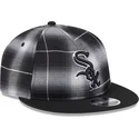 new-era-flat-brim-9fifty-retro-crown-plaid-chicago-white-sox-mlb-black-snapback-cap
