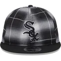new-era-flat-brim-9fifty-retro-crown-plaid-chicago-white-sox-mlb-black-snapback-cap