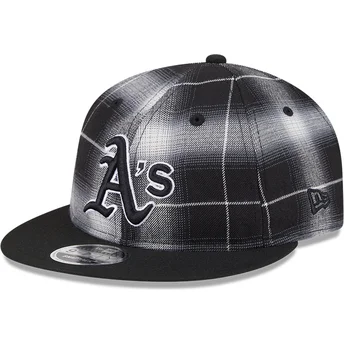 New Era Flat Brim 9FIFTY Retro Crown Plaid Oakland Athletics MLB Black Snapback Cap