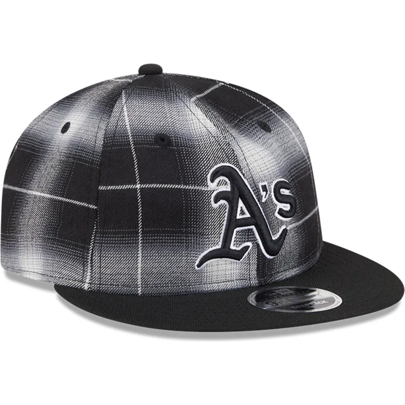 svart-platt-snapback-keps-9fifty-retro-crown-plaid-fran-oakland-athletics-mlb-av-new-era
