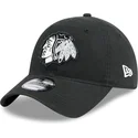 casquette-courbee-noire-ajustable-9twenty-stamp-chicago-blackhawks-nhl-new-era