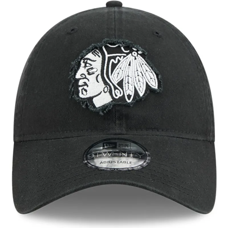 schwarze-verstellbare-gebogene-kappe-9twenty-stamp-der-chicago-blackhawks-nhl-von-new-era