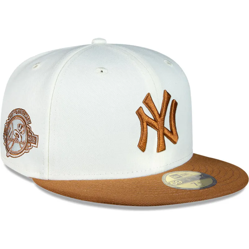 new-era-mlb-new-york-yankees-59fifty-chrome-toast-side-patch-weisse-und-braune-flat-cap